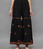 Ethnava Women's Cotton Garara with elastic in Black