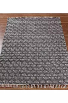 6x9 Ft Boho Rug Hand Made Cotton Dhurrie Area Rug Flatweave Dhurrie Blue Color Carpet