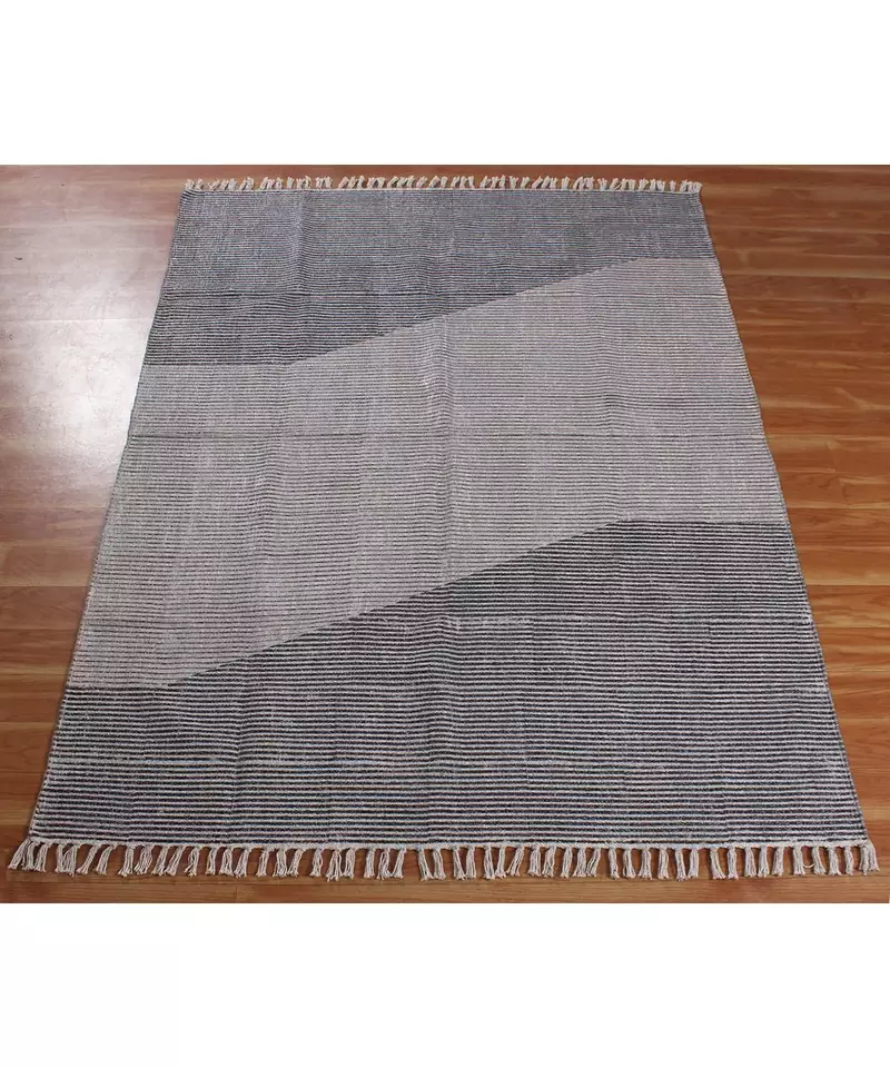 4x7 Ft Handmade grey Cotton Dhurrie Area Rug Boho Kilim Home Decorative Carpet