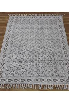 4x10 Ft Bohemian Rug Hand Block Printed Cotton Dhurrie Area Rug Pink Color Carpet Flat Woven