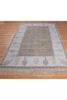 3x3 Ft Indian Hand Block Printed Area Rug Boho Kilim Indoor Kitchen Decor Carpe.