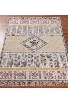 5x5 Ft Handmade Area Rug Cotton Dhurrie Hand Woven Indoor Office/Home Decor Rug.
