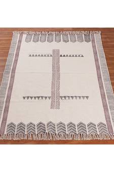 10x10 Ft Hand Block Printed Area Rug Cotton Dhurrie MultiColor Rug Rug For Living