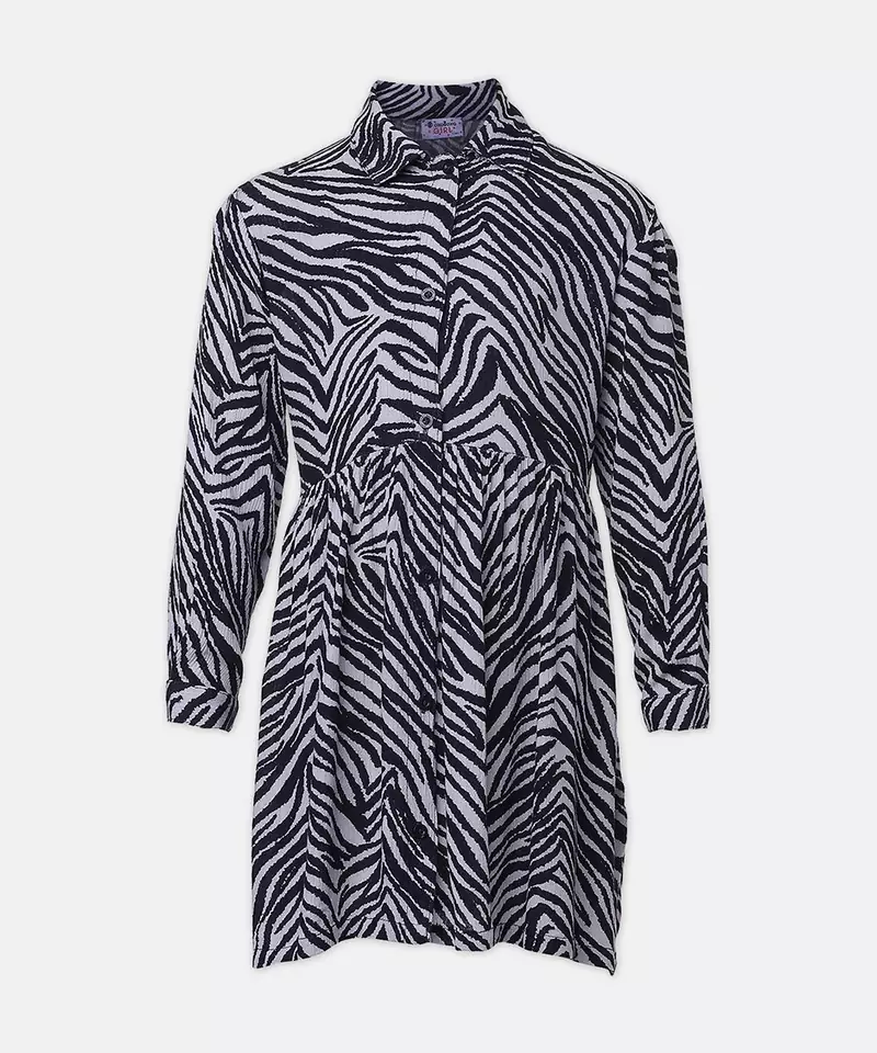Zebronic Zebra print button-down girl dress