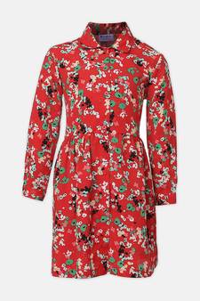 Winning Red floral print  button-down girl dress