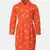 Angelic orange printed button - down girl dress