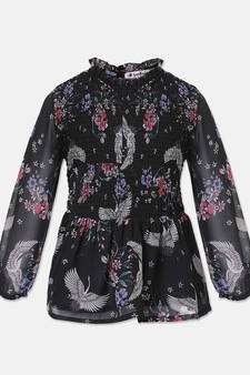 Ruffled floeal print girl top