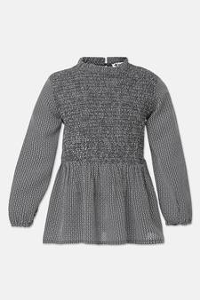 Garnish Grey printed smocked girl top