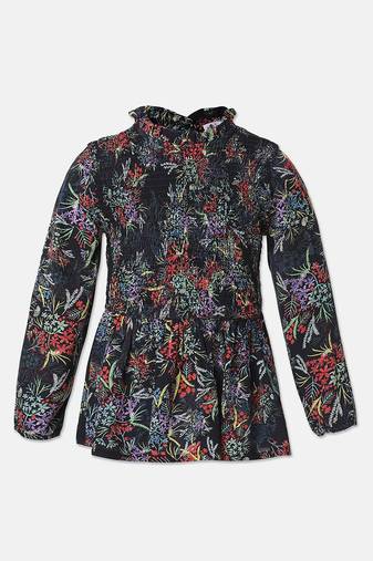 Vobble black floral print girl top