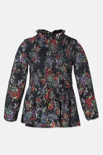 Vobble black floral print girl top