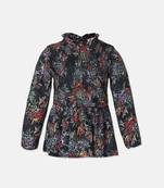 Vobble black floral print girl top