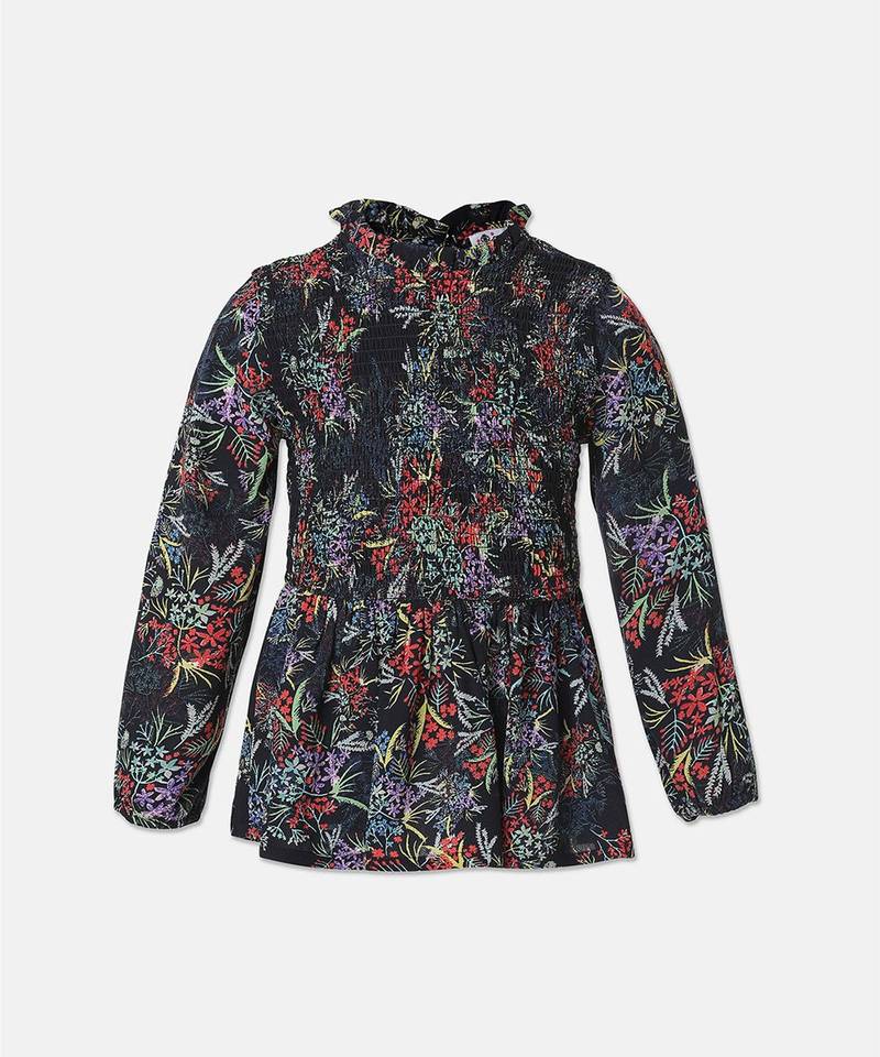 Vobble black floral print girl top