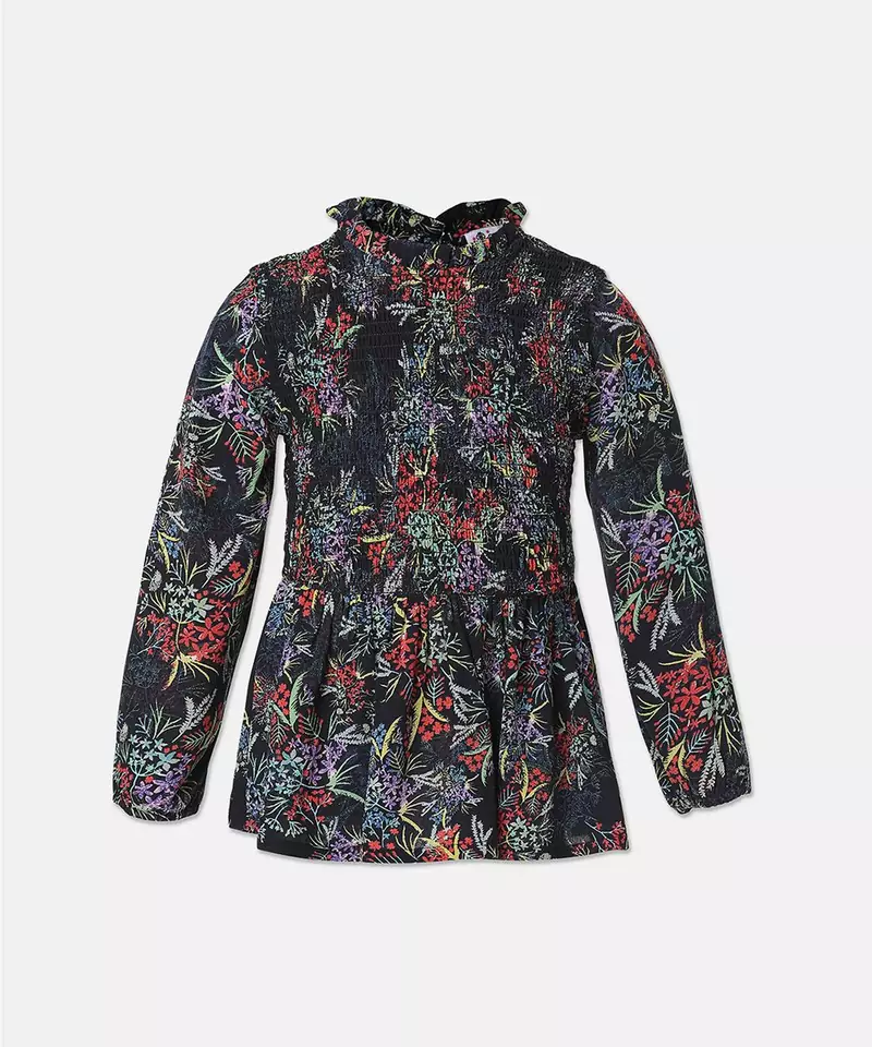 Vobble black floral print girl top