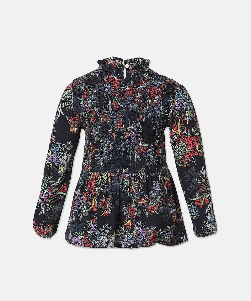 Vobble black floral print girl top