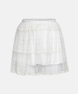 Playful white embroidery meld girl skirt 1