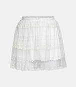 Playful white embroidery meld girl skirt