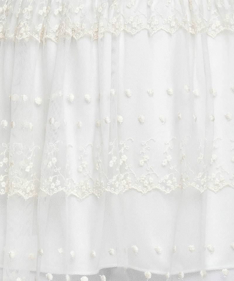 Playful white embroidery meld girl skirt