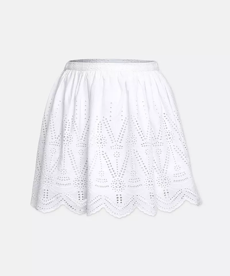 Tangy white embroidery meld girl skirt