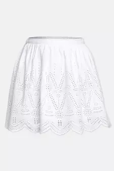 Tangy white embroidery meld girl skirt