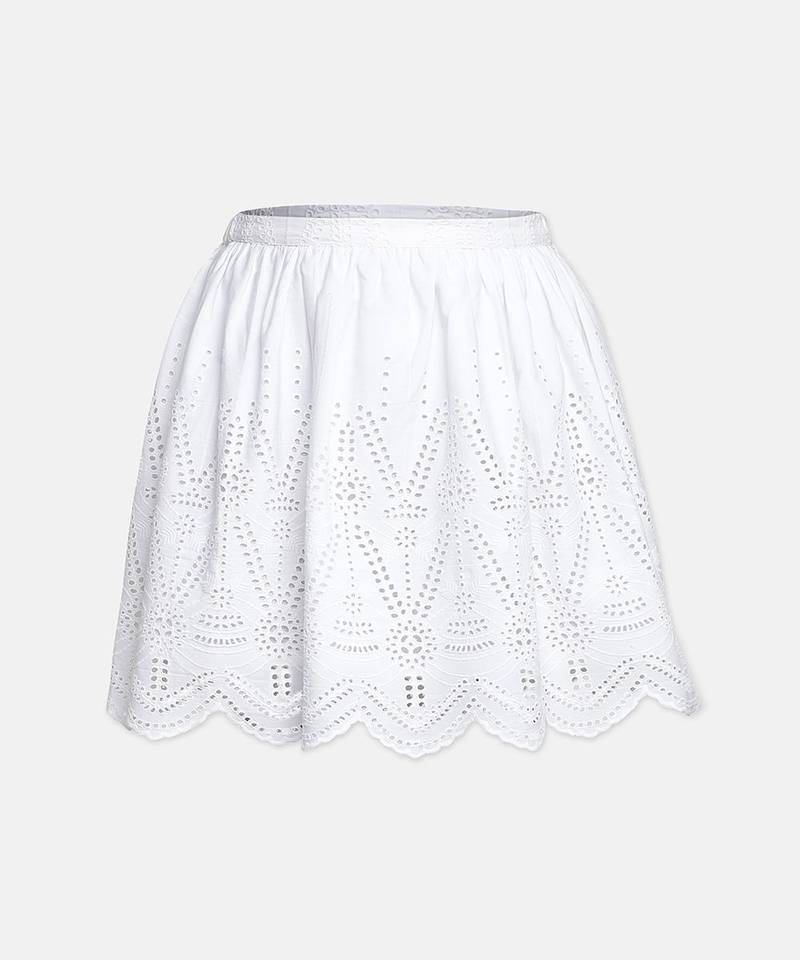 Tangy white embroidery meld girl skirt