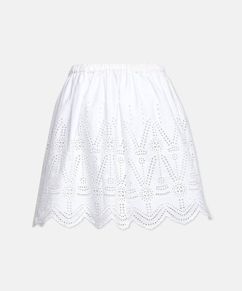 Tangy white embroidery meld girl skirt