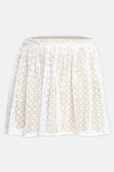 Pisca white schiffli embroidery girl skirt
