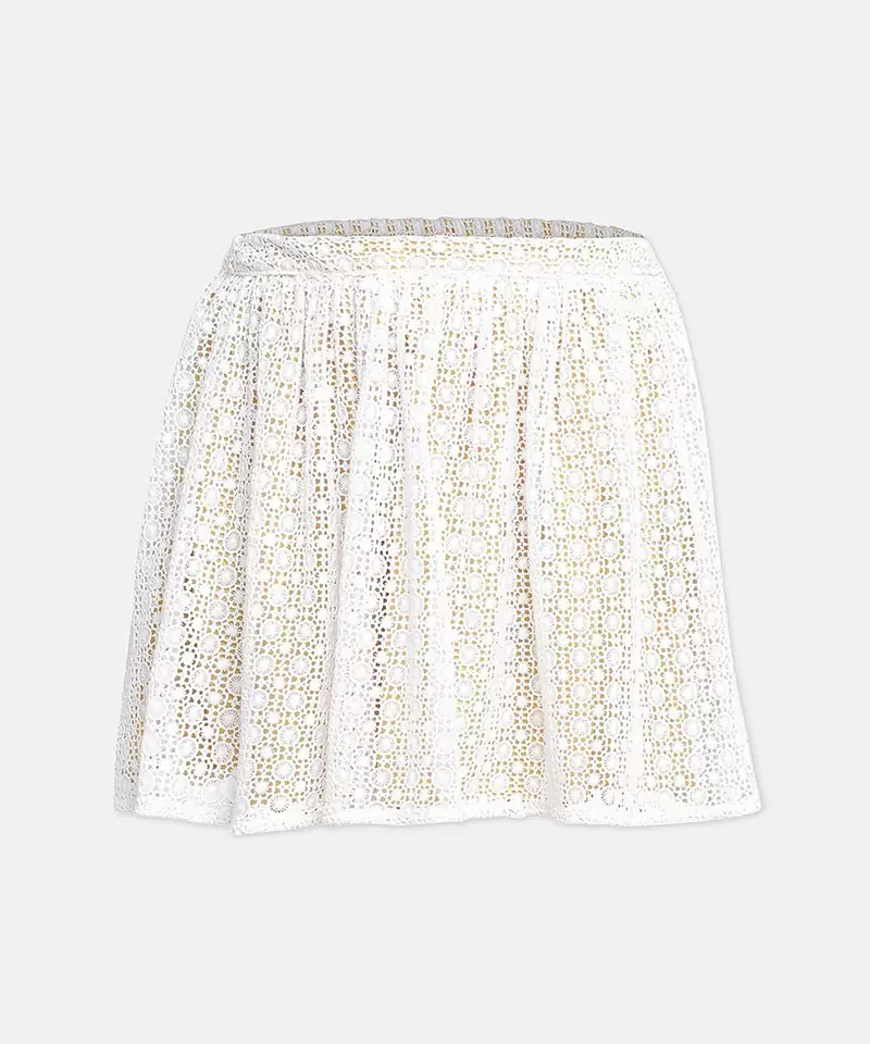 Pisca white schiffli embroidery girl skirt