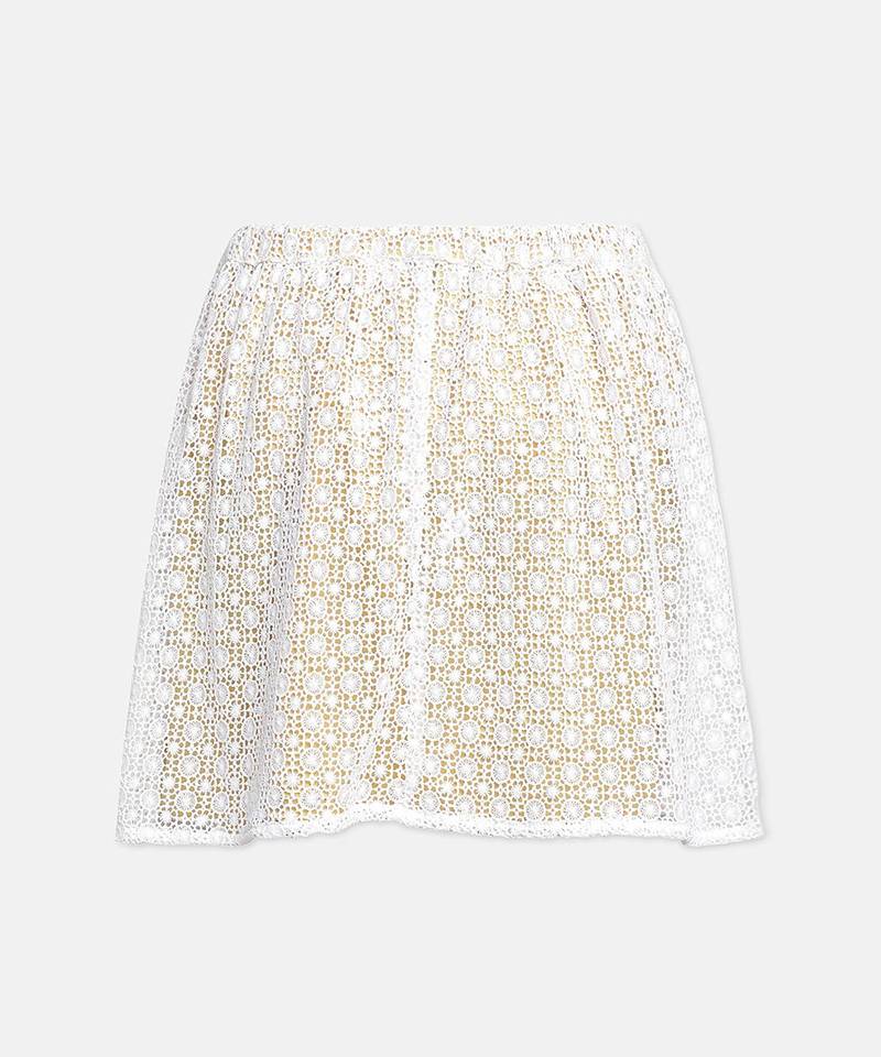 Pisca white schiffli embroidery girl skirt