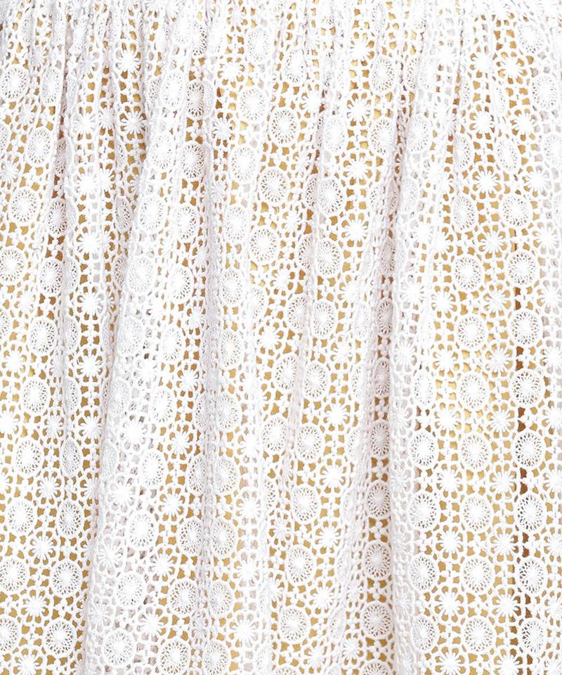 Pisca white schiffli embroidery girl skirt