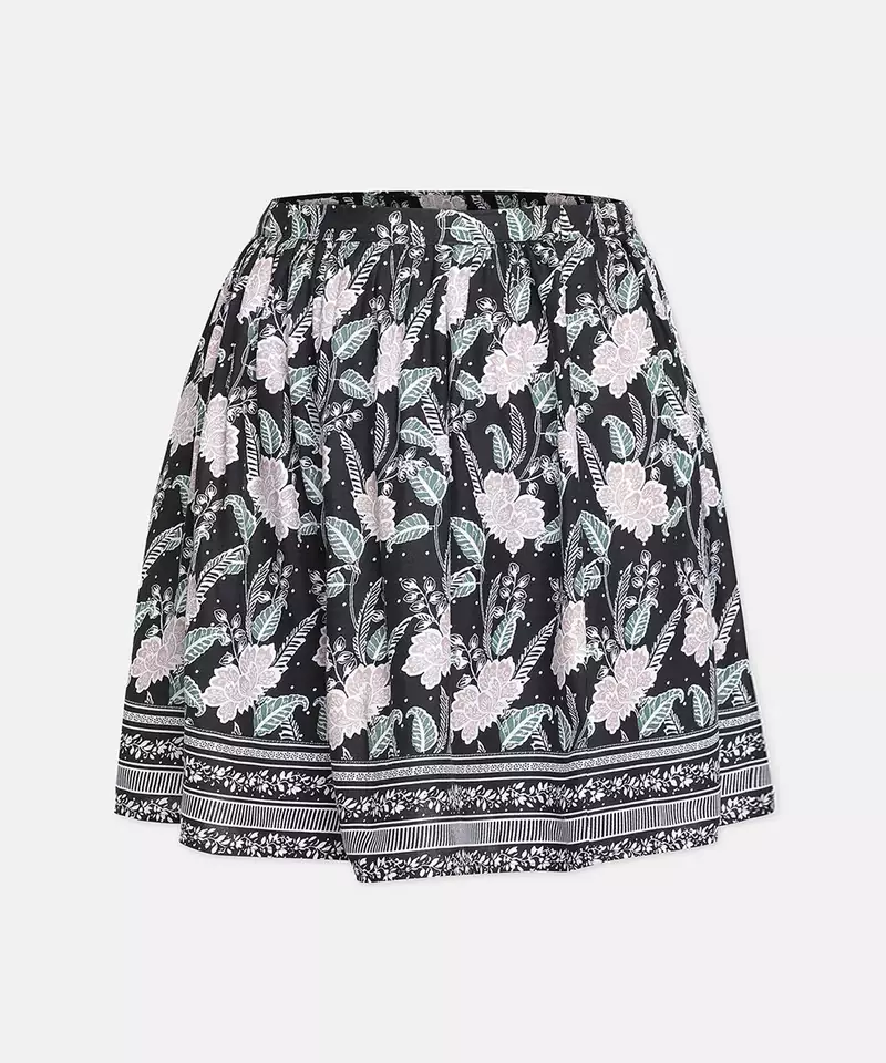 Bora black floral printed girl skirt