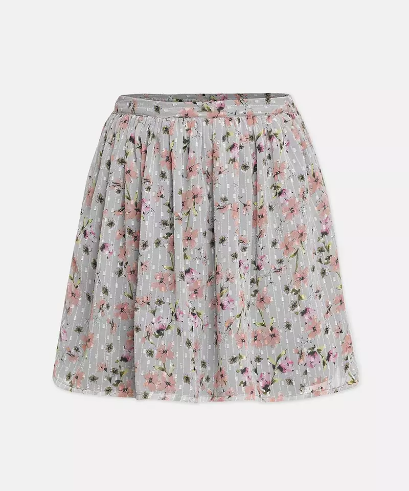 Great grey floral print girl skirt