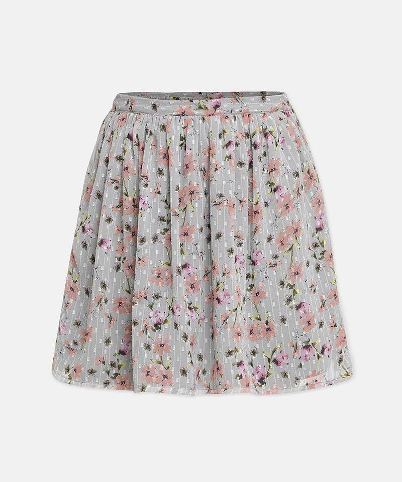 Great grey floral print girl skirt