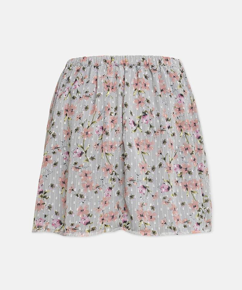 Great grey floral print girl skirt