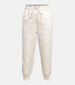 Beige colour animal print girl pant