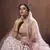 Lilac thread embroidery net semi stitched lehenga