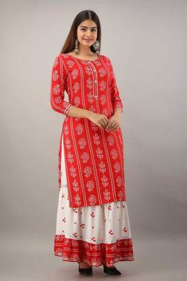 Red printed rayon kurtas-and-kurtis 4