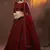 Catching Maroon thread embroidered net fabric lehenga choli for bride
