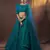 Dark-green thread embroidery net semi stitched lehenga