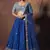 Blue embroidered georgette semi stitched lehenga