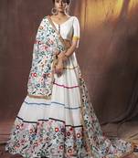 Fetching White thread embroidered georgette semi stitched lehenga choli for wedding