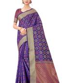 Purple Woven Art Silk Saree With Blouse