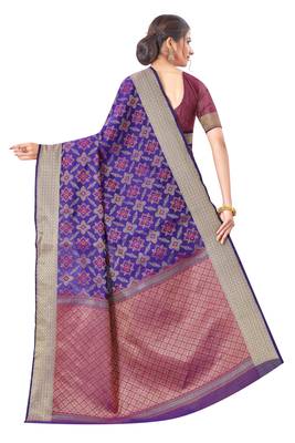Purple Woven Art Silk Saree With Blouse 3