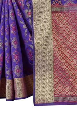 Purple Woven Art Silk Saree With Blouse 4