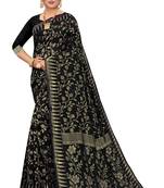 Black woven cotton saree with blouse