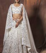 Graceful White resham embroidered georgette Lehenga choli for women
