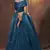 Dark-green resham embroidery net semi stitched lehenga