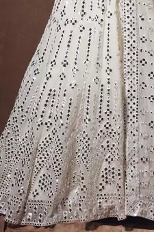 Graceful White resham embroidered georgette Lehenga choli for women