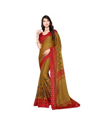 Pisara Olive Chiffon Printed Saree 1