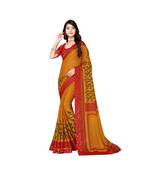 Pisara Orange Chiffon Printed Saree