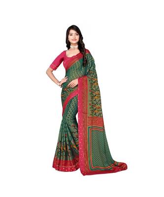 Pisara Green Chiffon Printed Saree 1